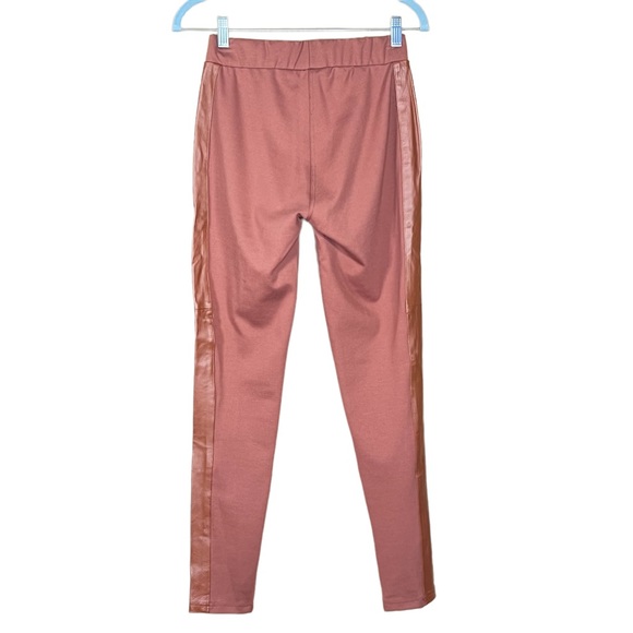 Iman Terracotta Colored Knit Leggings With Leather Trim Small NWT - Picture 6 of 10